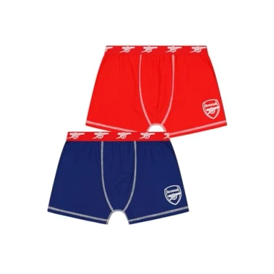 Image of Mens 2 Pack Arsenal Football Club Boxer Shorts Cotton Boxers Multipack Trunks Underwear (Small) Red