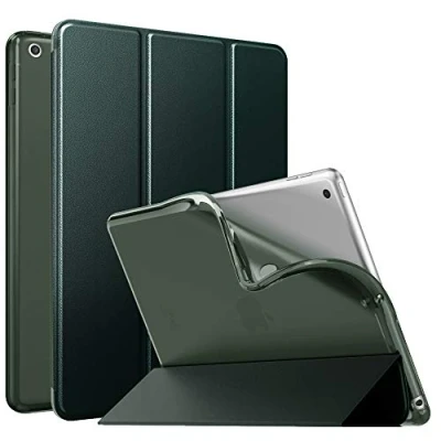 Image of MoKo Case for New iPad 9th/8th/7th Gen (2021/2020/2019), Soft TPU Translucent Frosted Back Cover Slim Shell Protective with Stand 10.2 inch,Auto Wake/Sleep,Night Green