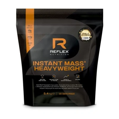 Image of Reflex Nutrition Instant Mass Heavyweight Gainer Over 1000 Kcal per Serving, 60g Protein, Creatine High Calorie Post Workout or Before Bed Protein Shake (Vanilla Ice Cream, 5.4 kg)