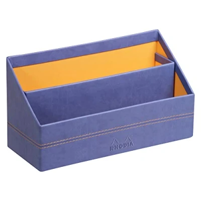 Image of RHODIA 318848C Saphir Mail Holder 25x10x14 cm Orange Saddle Stitching Faux Leather Exterior Rhodiarama Home Office Collection Organization &amp; Designer Storage
