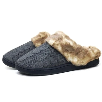 Image of Dunlop Ladies Womens Slippers Slip On Comfy Cozy Mules Memory Foam Size 3 8 (Charcoal Knit, UK Footwear System, Adult, Women, Numeric, Medium, 5)