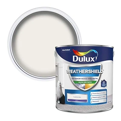 Image of Dulux Weather Shield Quick Dry Satin Paint, 2.5 L Pure Brilliant White