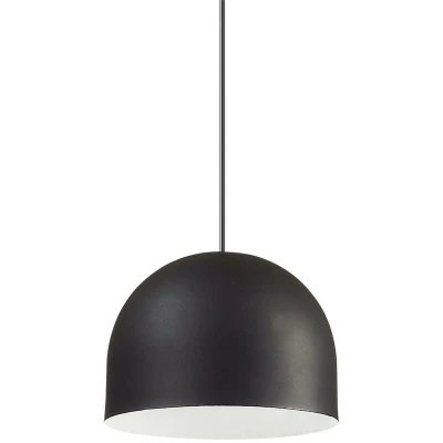Image of Tall 1 Light Dome Ceiling Pendant Black