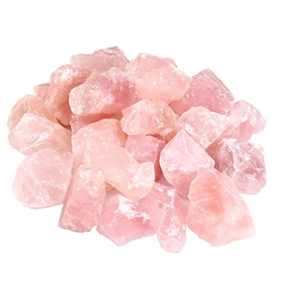 Image of Nvzi Rough Crystals and Healing Stones, Bulk Crystals, Rocks for Tumbling, Raw Quartz Stone Bulk, Amathesis Crystal, Calcite Crystal Decoration, Wicca, Chakra (460G) (Rose Quartz)