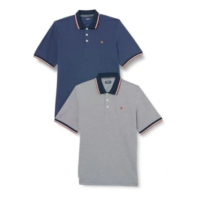 Image of JACK &amp; JONES Men&#039;s Jprbluwin Polo Ss 2pk Mp Shirt, Blue, L