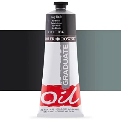 Image of Daler Rowney Graduate Oil Paint, Aluminium Tube, 6.76oz 200 ml, Ivory Black