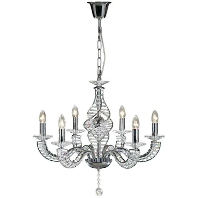 Image of Santo Pendant 6 Light E14 Polished Chrome/Crystal