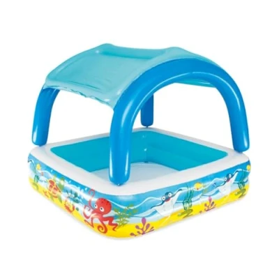Image of Bestway Inflatable Paddling Pool Kids, Toddler Outdoor Garden with Shade, Canopy Baby Pool, Ages 2+