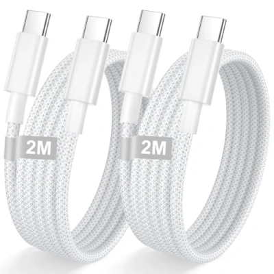 Image of iPhone 15 16 Charger Cable 2M 2Pack, USB C to Nylon Fast Charging A pple Lead Wire for Pro Max/15 Plus/15/16,iPad Pro/Air,Macbook