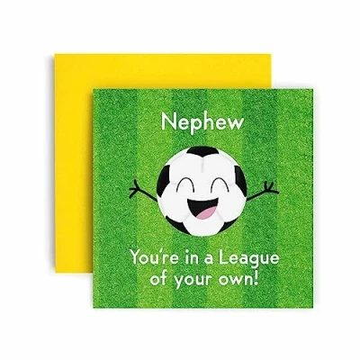 Image of Huxters Birthday Cards for Men Football League Happy Funny Card him Nephew Day Best Friend Fun 14.8cm (Nephew)