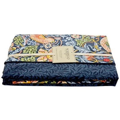 Image of Morris &amp; Co Strawberry Thief Duvet Cover, Percale, Crimson, Super King