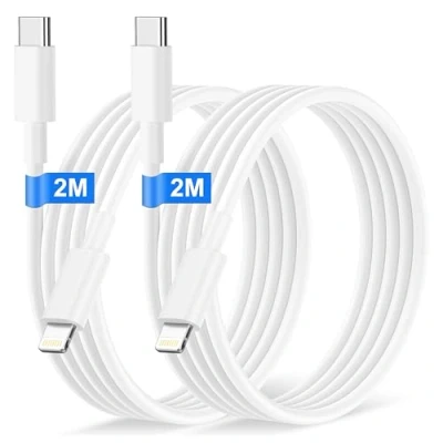 Image of USB C to Lightning Cable 2M 2Pack[Apple MFi Certified], Original Fast iPhone Charger Charging Type Wire Lead for 14 Pro Max/Plus/13/12/11/XS/8/iPad/iPod
