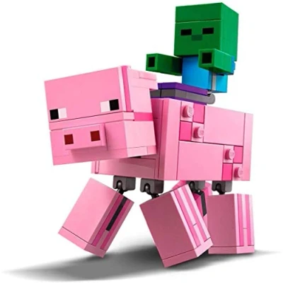 Image of LEGO 21157 Minecraft BigFig Pig with Baby Zombie Figures Building Set, Toys for Kids 7+ Years Old