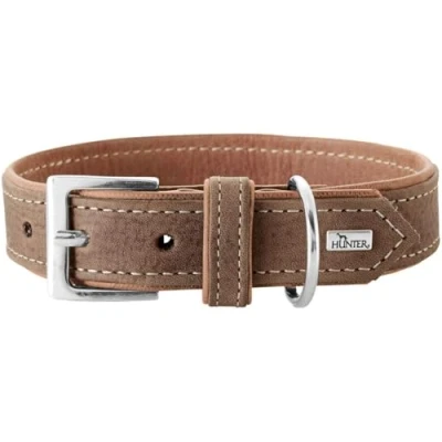 Image of HUNTER PORTO Dog Collar Leather Sustainable 60 (M L), Tobacco/Cognac