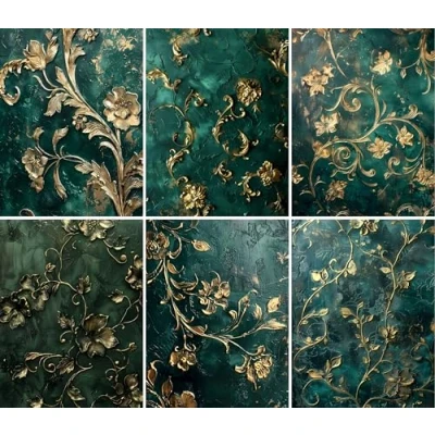 Image of Green Embossed Rice Paper, 8 x 10.5 inch for Decoupage Scrapbooking Cards Crafts