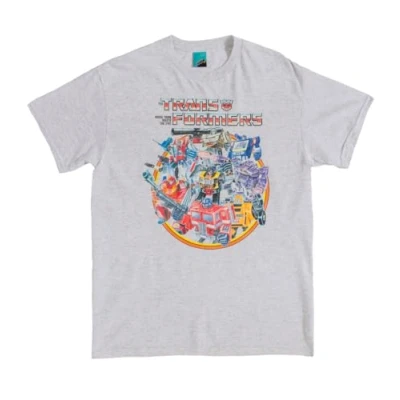 Image of TruffleShuffle Transformers Retro Toys Ash Grey T Shirt