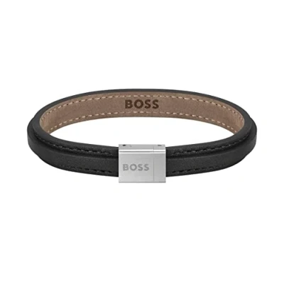 Image of BOSS Jewelry Men&#039;s GROVER Collection Leather Bracelet Brown 1580329S