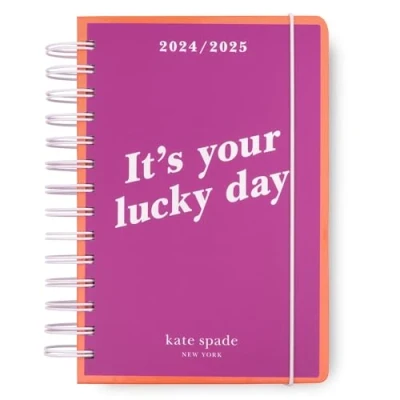 Image of Kate Spade New York Medium Weekly and Monhtly Planner August 2024 December 2025, Hardcover Spiral Agenda, Daily with Monthly Calendar, Stickers, &amp; Pockets, Your Lucky Day