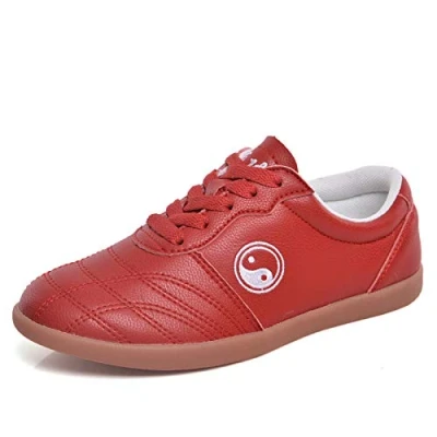 Image of Taekwondo Shoes, Breathable Martial Arts Sneakers, Sport Boxing Kung Fu TaiChi Lightweight Shoes for Adults and Children (Color : Red, Size 38)
