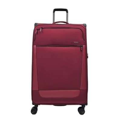 Image of Suitcase Travel Bag Carry On Hand Cabin Check in Soft Case Luggage Trolley Zipped Compartments Burgundy L