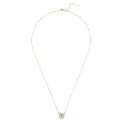 Image of LATELITA Evil Eye Mother of Pearl Necklace, 40 43 cm, 22ct Gold Dipped Sterling Silver, Multifaceted White Zircons