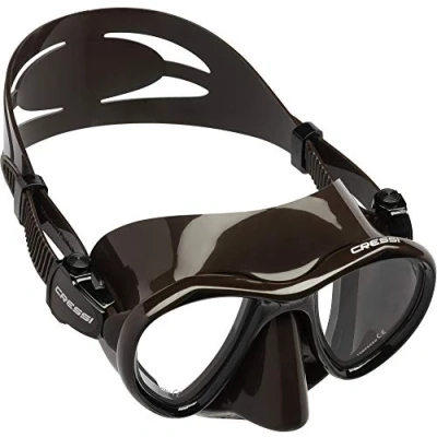 Image of Cressi Unisex&#039;s Metis Mask for Freediving and Underwater Photos, Minimum Internal Volume, Brown, One Size