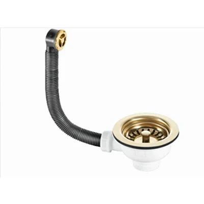 Image of MCALPINE Kitchen Sink TAP Basket Strainer Waste+ Overflow Gold Effect FBSWPVD