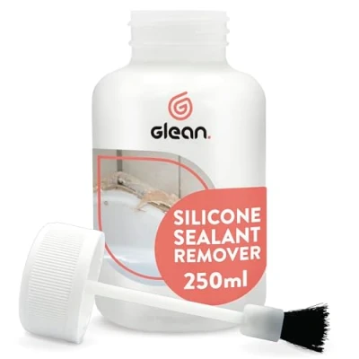 Image of GLEAN SILICONE Sealant Remover 250ml REMOVES &amp; ACRYLIC Ideal Remover: Shower Trays, Baths, Sinks, Toilets Convenient Brush Cap