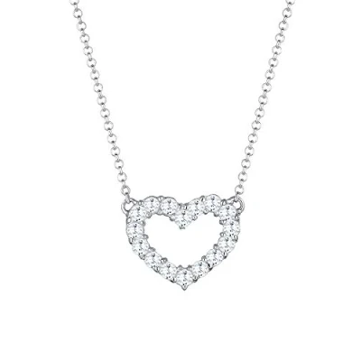 Image of Elli Women&#039;s 925 Sterling Silver Heart Zirconia Necklace of Length 45cm 111221915