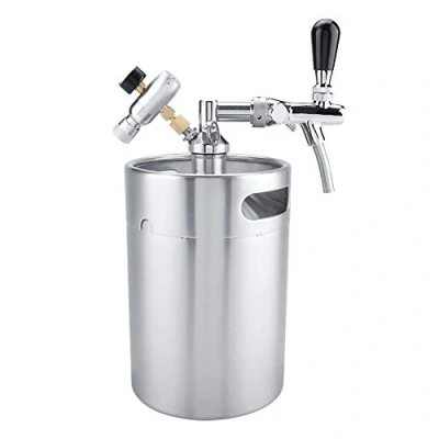 Image of Portable Kegerator Kit,5L Mini Stainless Steel Keg with Faucet Pressurized Home Brewing Craft Beer Dispenser Set Keeps Carbonation for Draft and Homebrew