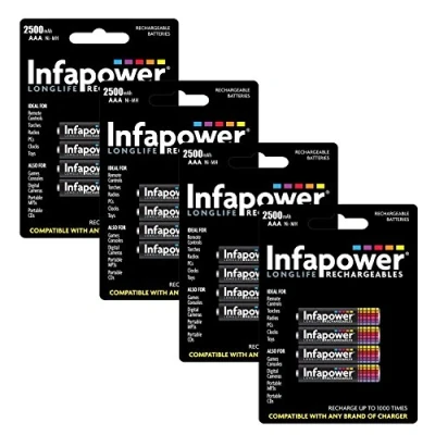 Image of Infapower AAA 550MAH NI MH Long Life Rechargeable Batteries (4 Pack) B009