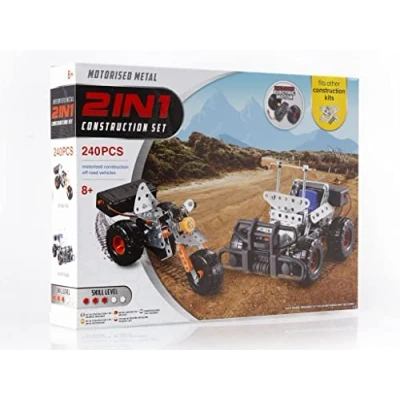 Image of RMS International Metal Tech 2 in 1 Motorised Construction Set Off Roading Vehicles Kids Toy Gift 8+