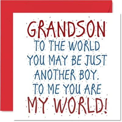 Image of Lovely Birthday Cards for Grandson You Are My World Happy Card from Grandparent, Gifts, 145mm x Card, Greeting Gift Boys