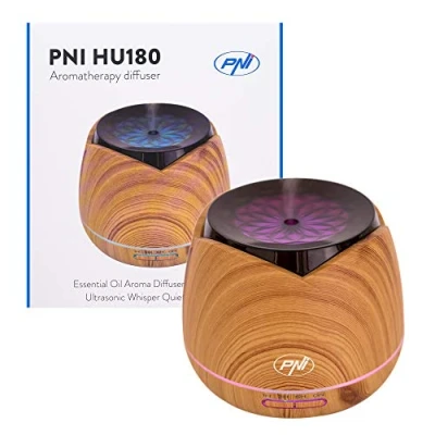 Image of Aromatherapy diffuser PNI HU180 for essential oils, ultrasound, 400 ml, timer, 7 colors LED, automatic closing, Wood Grain