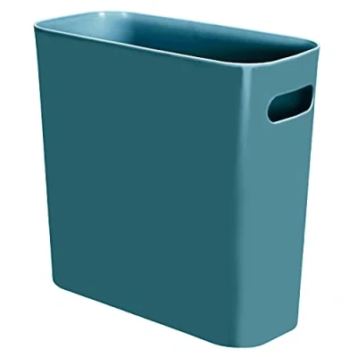 Image of Youngever 5.5L Slim Trash Can, Re usable Plastic Garbage Container Bin, Small Bin with Handles for Home Office, Living Room, Study Kitchen, Bathroom (Teal)