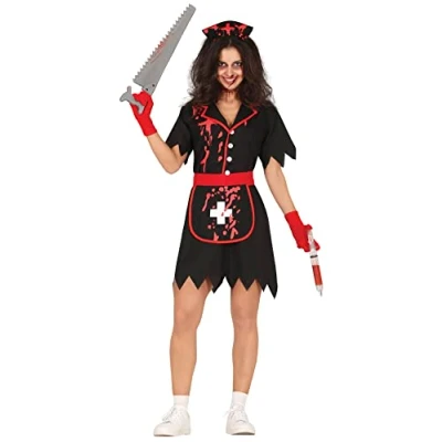 Image of FIESTAS GUIRCA Sinister Vintage Nurse Halloween Costume Adult Women Bloody Zombie Adults Fancy Dress Costumes Size L 14 16