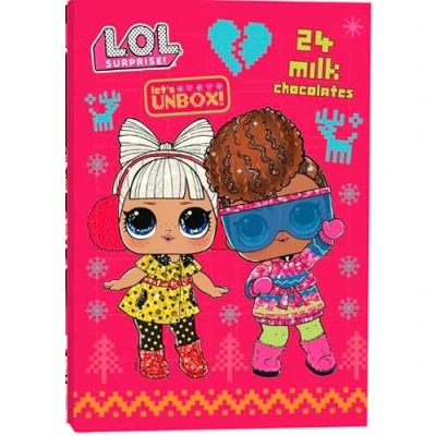 Image of Kids Advent Calendar Children&#039;s Milk Chocolate Countdown To Christmas With L. O. L 24 Delicious &amp; Cut Out Surprise 75g (Let&#039;s Unbox)