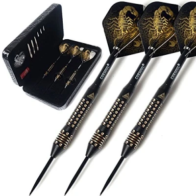 Image of CUESOUL 20 grams Steel Tip Darts Set with Black Deluxe PU Case Scorpion