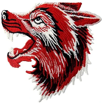 Image of The Roaring Wolf Patch Embroidered Applique Iron On Sew Emblem