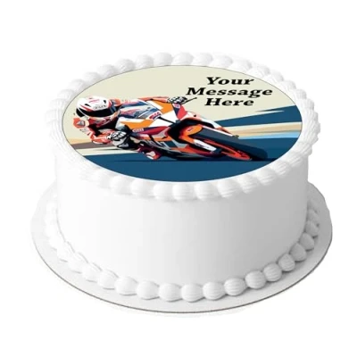 Image of Orange Trading Dartmouth LTD A4 Edible Decor Icing Sheet PERSONALISED Superbike Motorbike 7 8&quot; Circle Cake Topper Decoration Great for larger cakes