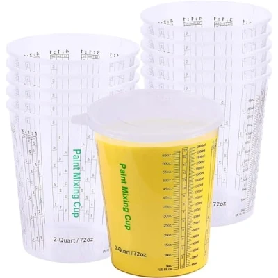 Image of CANOPUS Paint Mixing Cups for Epoxy and Resin, 72oz (Pack of 12) with 3 Lids Graduated Automotive Art Projects