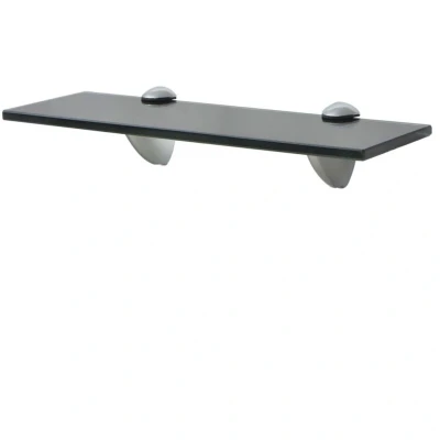 Image of vidaXL Floating Shelf Tempered Safety Glass Zinc Alloy Modern Design Easy Assembly Ideal For Bathroom, Living Room, Bedroom, Office Black