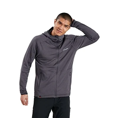 Image of Berghaus Men&#039;s Vanth Hooded Polartech Power Grid Fleece Jacket, Grey Pinstripe, M