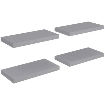 Image of vidaXL Floating Wall Shelves 4 pcs Grey 50x23x3.8 cm MDF