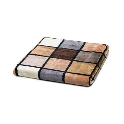 Image of Gözze Soft Blanket, Cashmere Feel, High Fabric Weight 500 g/m², Antigua, 150 x 200 cm Taupe/Creme/Chocolate