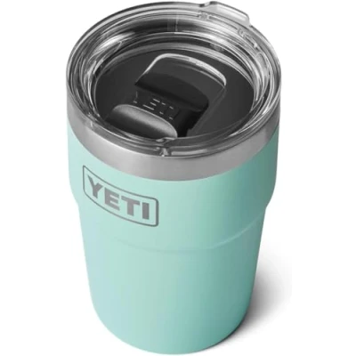 Image of YETI Rambler Cup, Vacuum Insulated Stainless Steel Stackable Cup with Magslider Lid, Seafoam, 16 oz (475 ml)