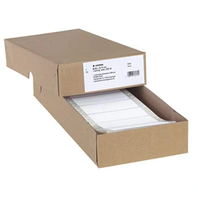 Image of HERMA Continuous Computer Labels, 88.9 x 35.7 mm, Single Track, 2000 Pieces, Self Adhesive, Labels with Guide Hole Edge, Matte, Blank Paper White