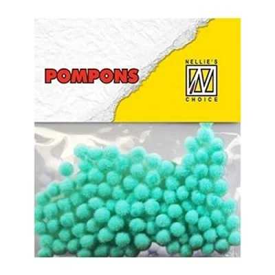 Image of Nellie&#039;s Choice 3mm Mini Pom Poms 100pcs Turquoise