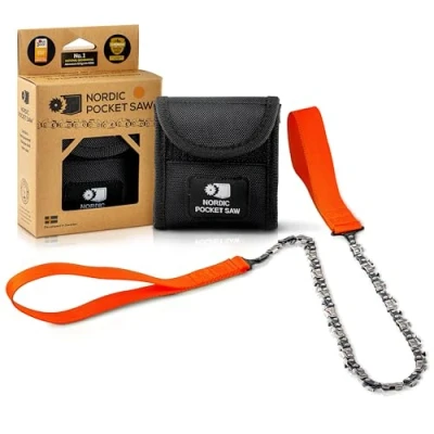 Image of Nordic Pocket Saw Survival Chain 65 cm Chainsaw w. Nylon Case Camping Saw/Hand Chainsaw/Manual for Hiking &amp; Outdoor Tool Bushcraft Ver. Original