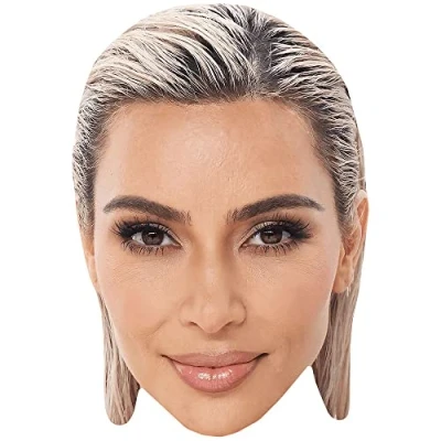 Image of Kim Kardashian (Blonde) Celebrity Mask, Flat Card Face, Fancy Dress Mask